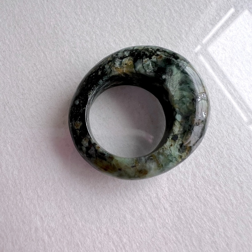 Carved Turquoise Stone Ring - Ring Size 7